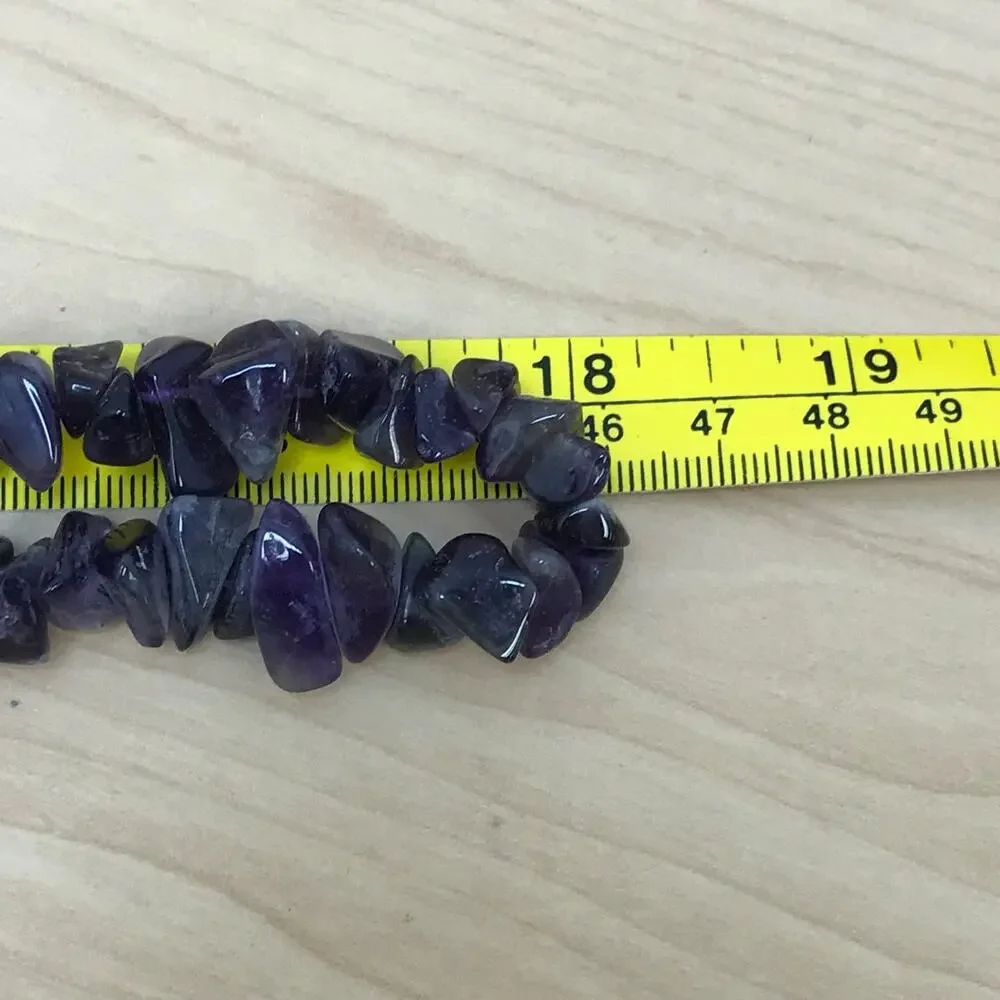 Vintage Amethyst Chip Nugget Bead Necklace Purple Infinity 148g 36” Handmade